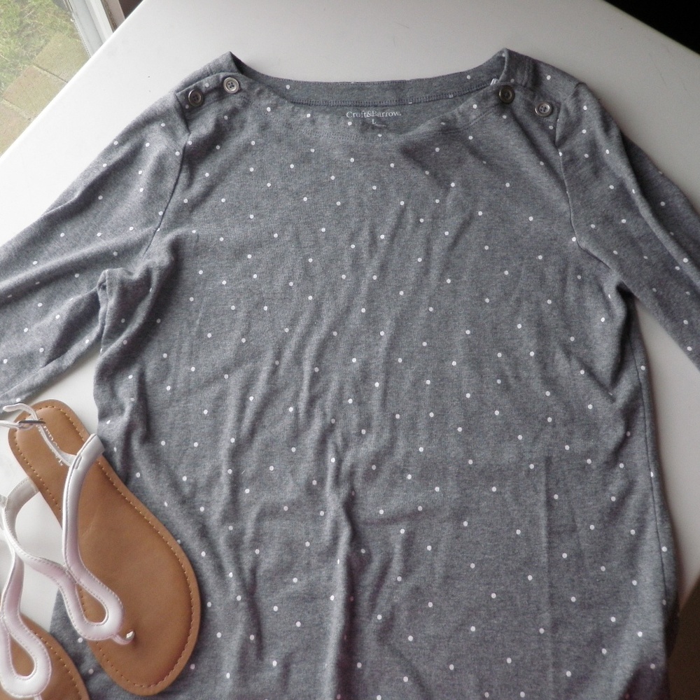 Grey w/ White Polka Dot Shirt